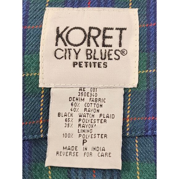 Vintage Koret City Blues Quilted Denim Snap Vest Plaid Crop Pant Set Size 8 Blue - Picture 4 of 16